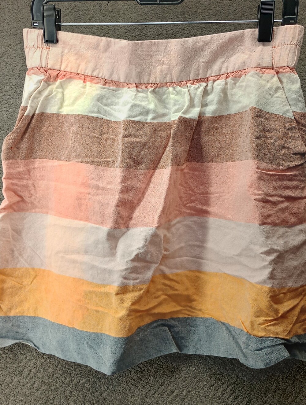Ann Taylor Loft Striped Multi-color Linen A Line Skirt